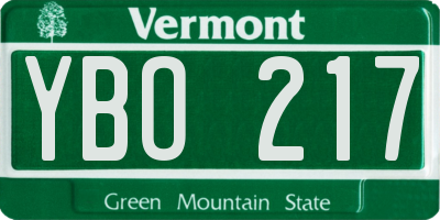 VT license plate YBO217
