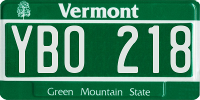 VT license plate YBO218