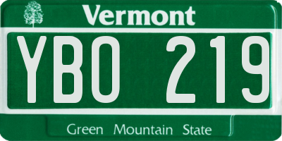 VT license plate YBO219
