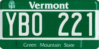 VT license plate YBO221