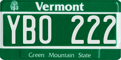 VT license plate YBO222