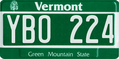 VT license plate YBO224