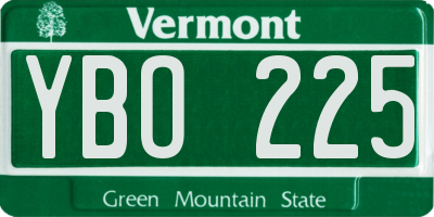 VT license plate YBO225