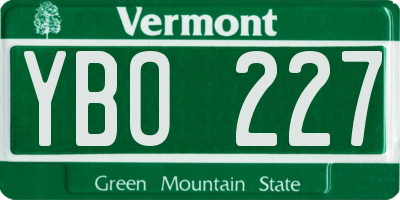 VT license plate YBO227