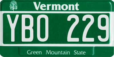 VT license plate YBO229