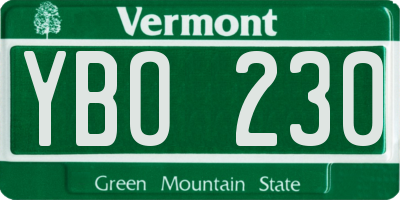 VT license plate YBO230