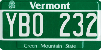 VT license plate YBO232
