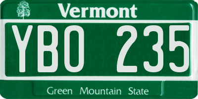 VT license plate YBO235