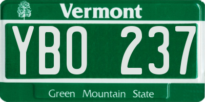 VT license plate YBO237