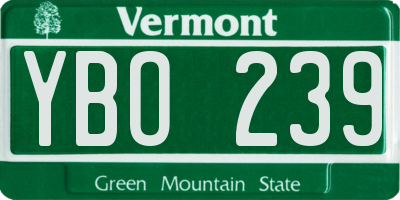 VT license plate YBO239