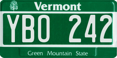 VT license plate YBO242