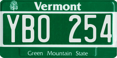 VT license plate YBO254