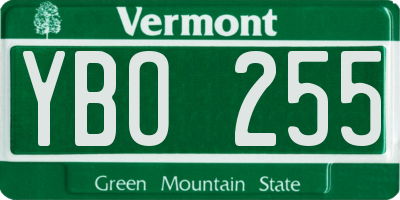 VT license plate YBO255