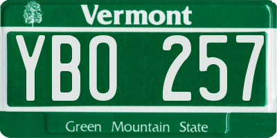 VT license plate YBO257