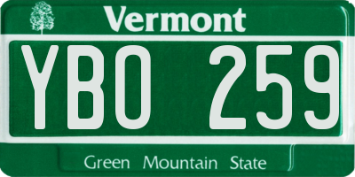 VT license plate YBO259