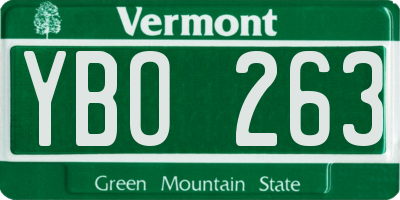 VT license plate YBO263