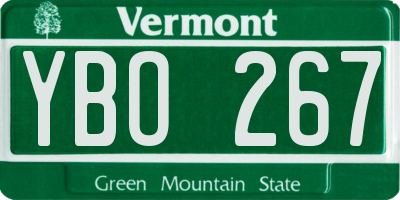 VT license plate YBO267