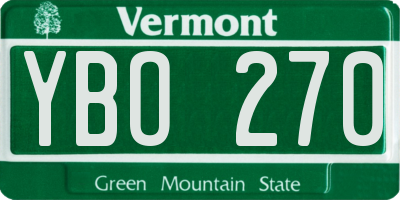 VT license plate YBO270