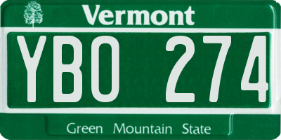 VT license plate YBO274