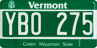 VT license plate YBO275
