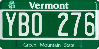 VT license plate YBO276