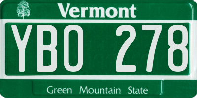 VT license plate YBO278