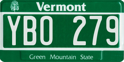 VT license plate YBO279