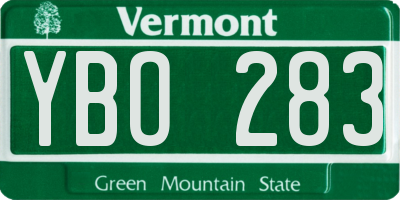 VT license plate YBO283