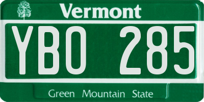VT license plate YBO285