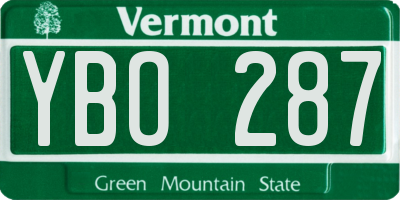 VT license plate YBO287