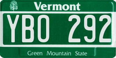 VT license plate YBO292