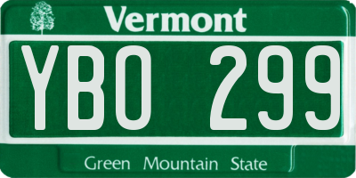 VT license plate YBO299
