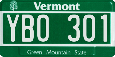 VT license plate YBO301