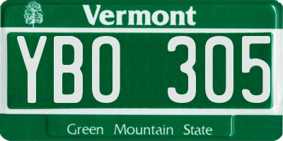 VT license plate YBO305