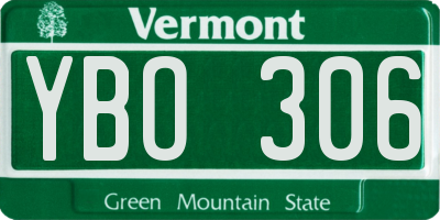 VT license plate YBO306
