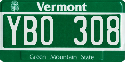VT license plate YBO308