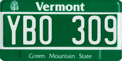 VT license plate YBO309