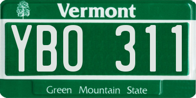 VT license plate YBO311