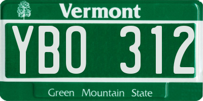 VT license plate YBO312
