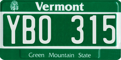 VT license plate YBO315