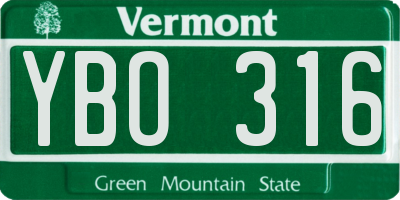 VT license plate YBO316