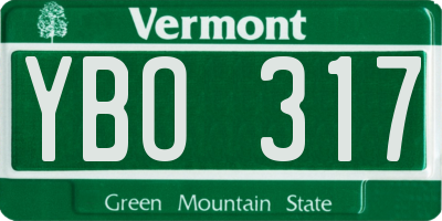 VT license plate YBO317