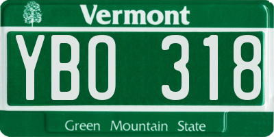 VT license plate YBO318