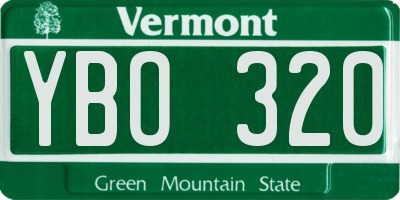 VT license plate YBO320