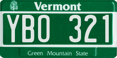 VT license plate YBO321