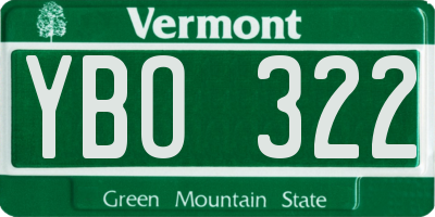 VT license plate YBO322