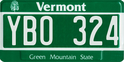 VT license plate YBO324