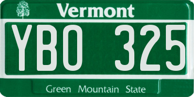 VT license plate YBO325