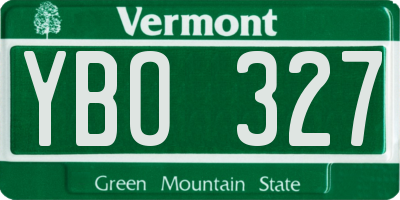 VT license plate YBO327
