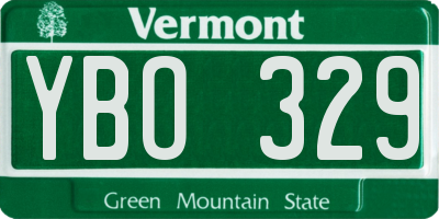 VT license plate YBO329
